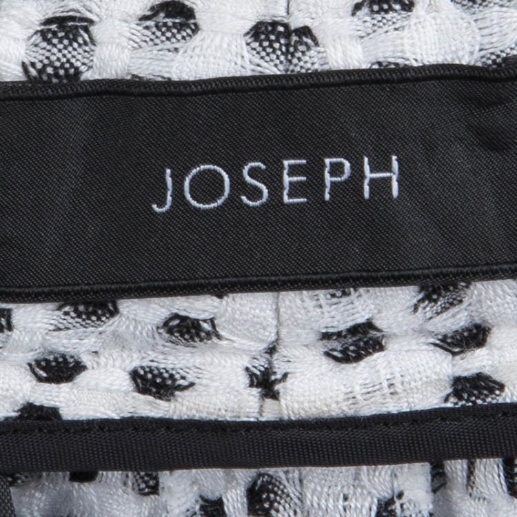 Pre Owned Joseph Monochrome Textured Cotton Cropped Trousers S