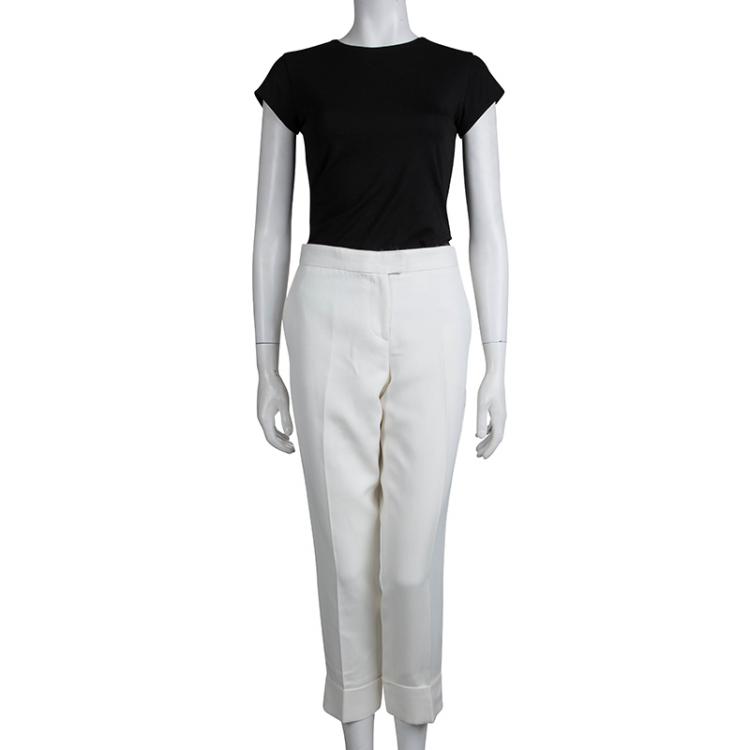 Pre Owned Joseph Off White Cropped Trousers M
