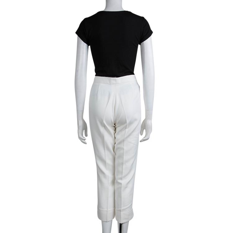 Pre Owned Joseph Off White Cropped Trousers M