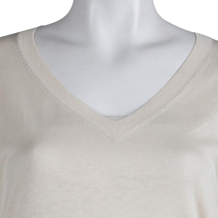 Pre Owned Joseph Cream Knit V-Neck Sweater L