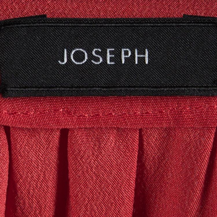 Pre Owned Joseph Red Silk Pintucked Sleeveless Blouse M