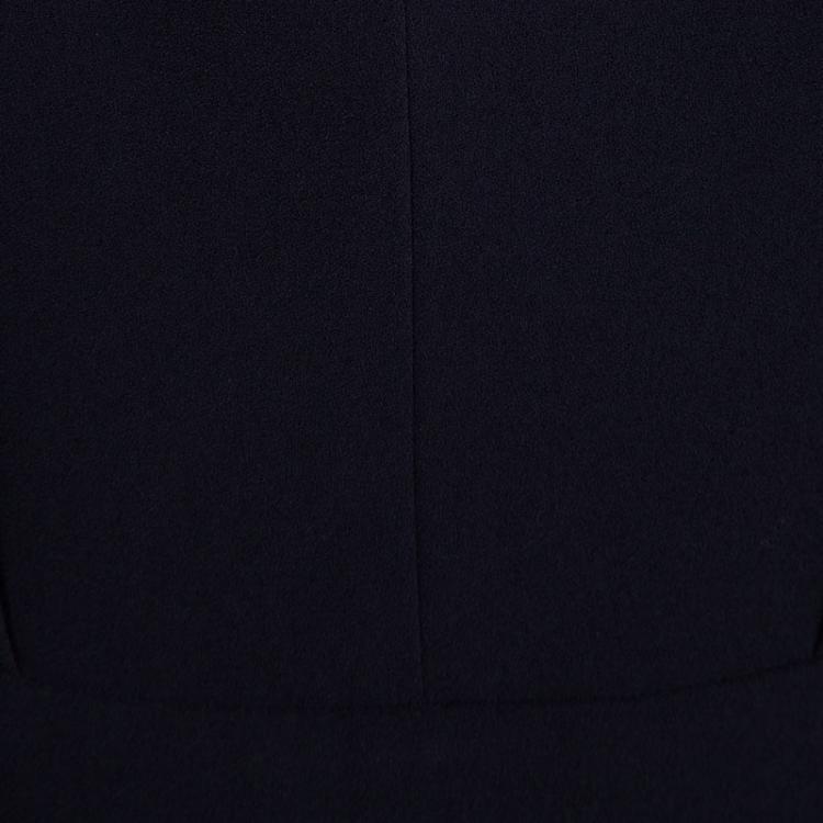 Pre Owned Joseph Navy Blue Crepe Knee Long Sleeve Dress S