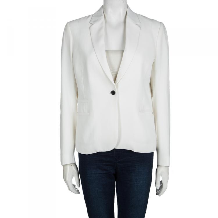 Pre Owned Joseph Off White Crepe Jazz Blazer L