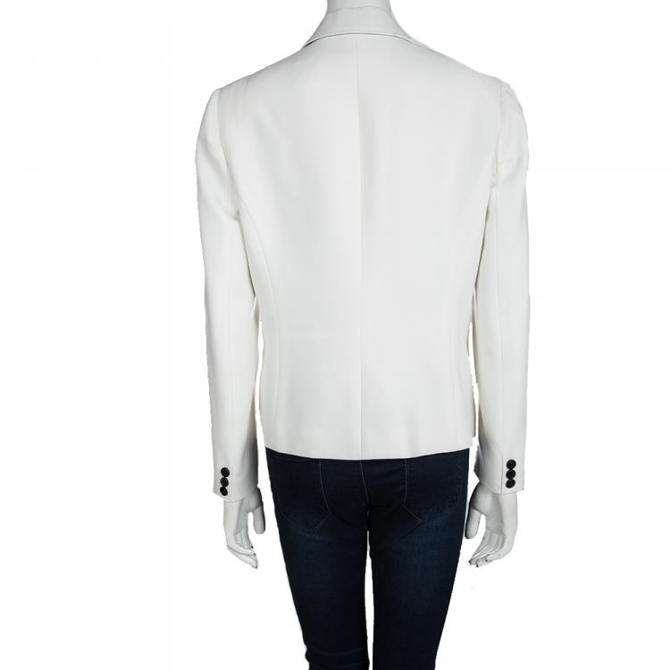 Pre Owned Joseph Off White Crepe Jazz Blazer L