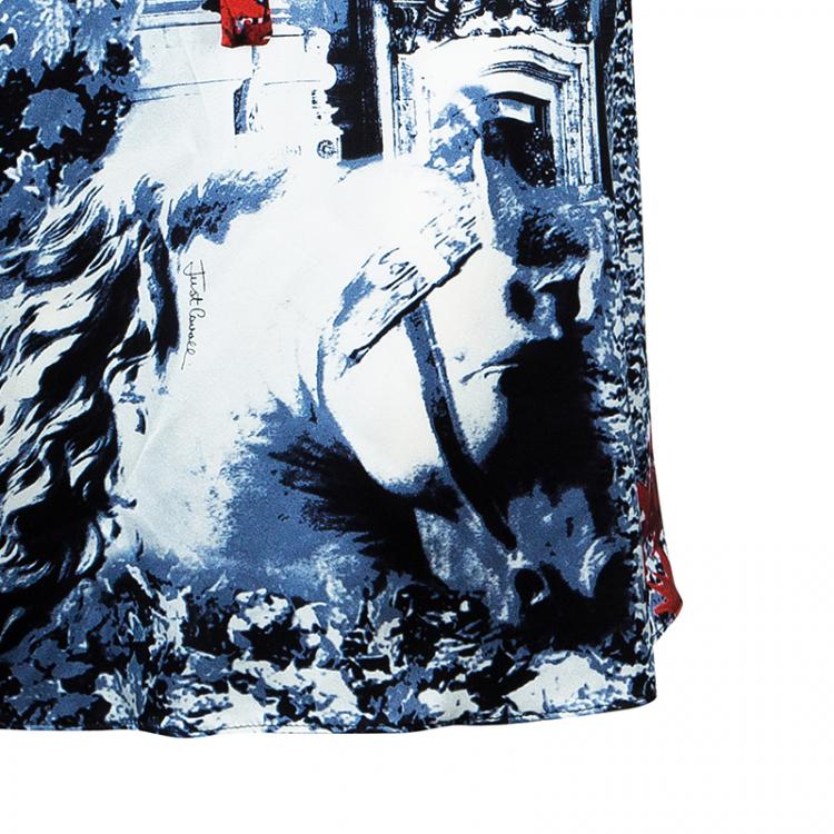 Pre Owned Just Cavalli Multi Print Silk Dress M