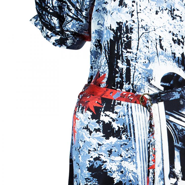 Pre Owned Just Cavalli Multi Print Silk Dress M