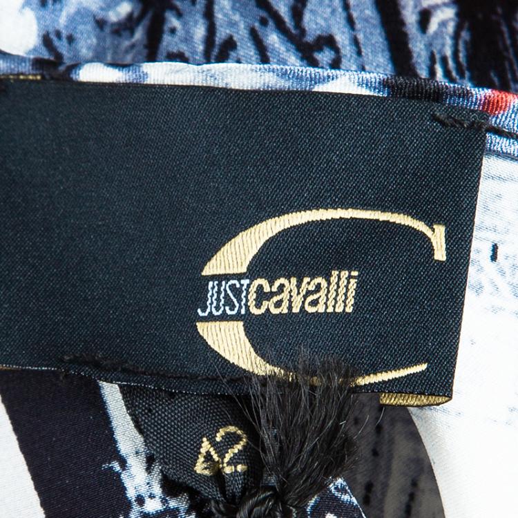 Pre Owned Just Cavalli Multi Print Silk Dress M