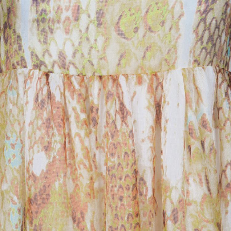 Pre Owned Just Cavalli Cream Snake Print Dress M