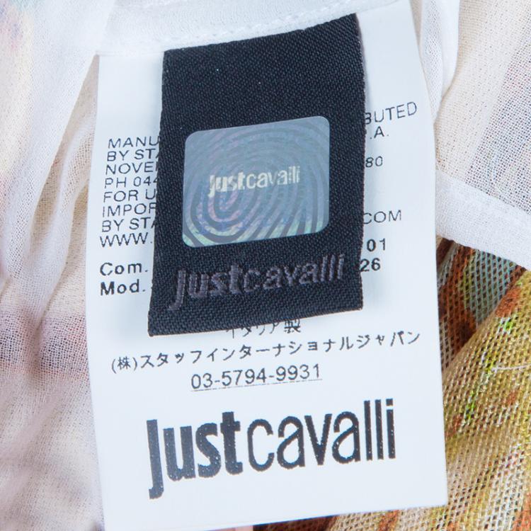 Pre Owned Just Cavalli Cream Snake Print Dress M
