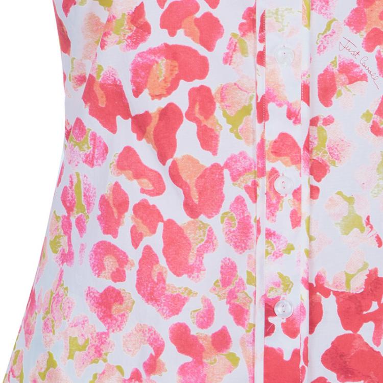 Pre Owned Just Cavalli Red & Yellow Floral Button Down Cotton Shirt M