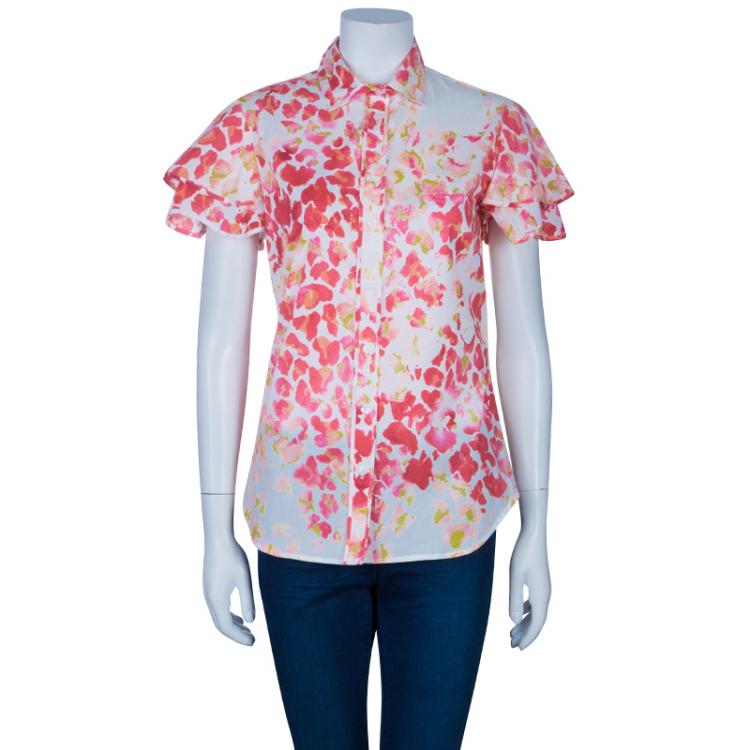 مملوكة مسبقًا Just Cavalli Multicolor Floral Button Down Cotton Shirt M