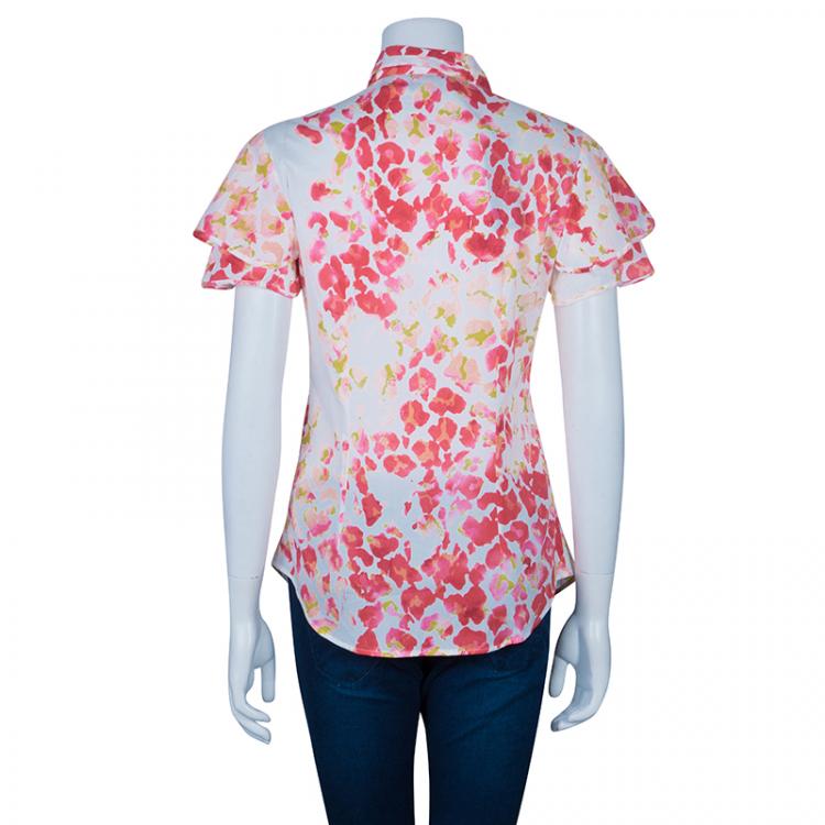 مملوكة مسبقًا Just Cavalli Multicolor Floral Button Down Cotton Shirt M