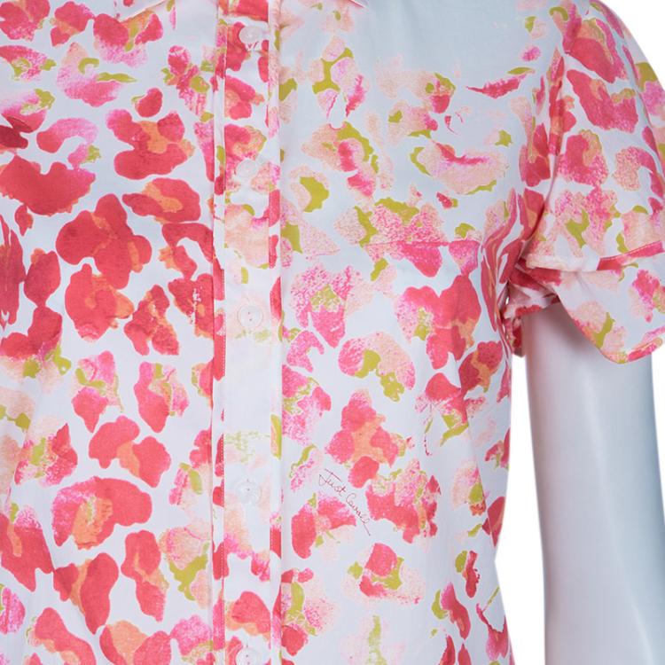 مملوكة مسبقًا Just Cavalli Multicolor Floral Button Down Cotton Shirt M