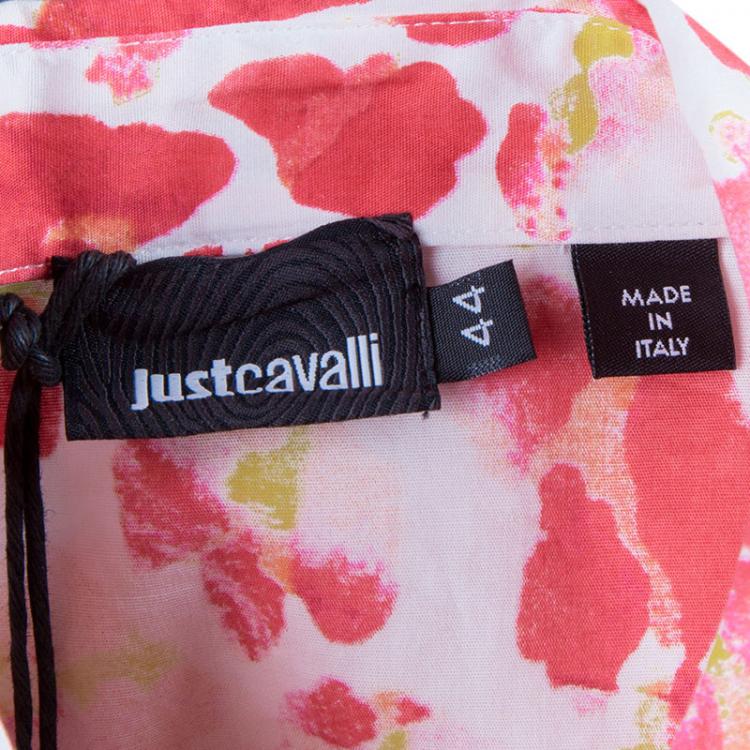 مملوكة مسبقًا Just Cavalli Multicolor Floral Button Down Cotton Shirt M