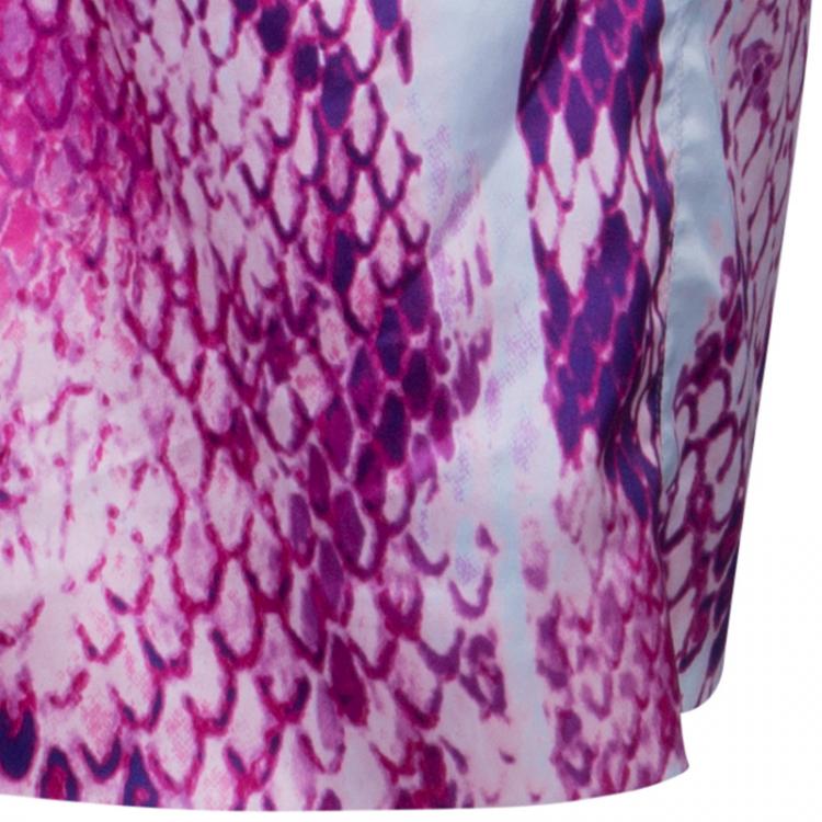 Pre Owned Just Cavalli Purple Snake Print Silk Dress L
