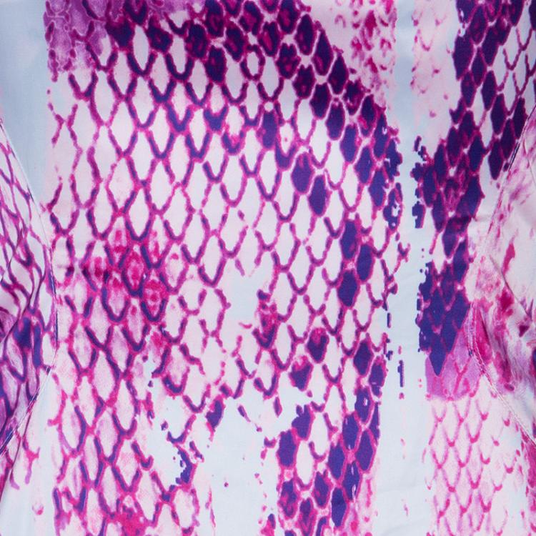 Pre Owned Just Cavalli Purple Snake Print Silk Dress L