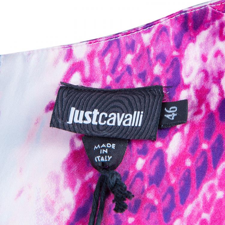 Pre Owned Just Cavalli Purple Snake Print Silk Dress L