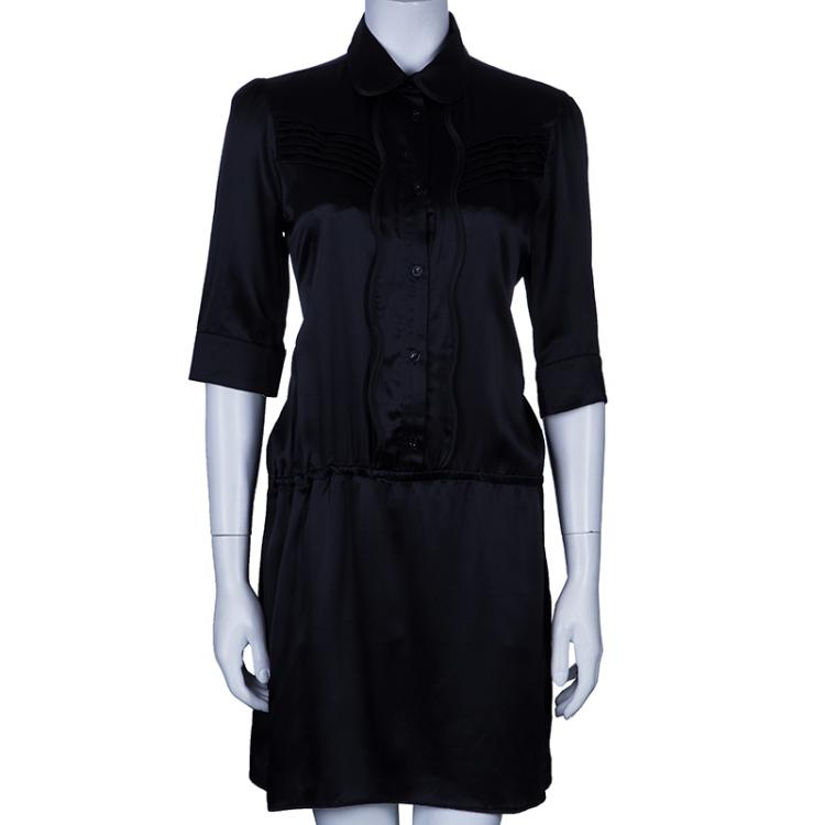 Pre Owned Just Cavalli Black Tie Waist Silk Dress M