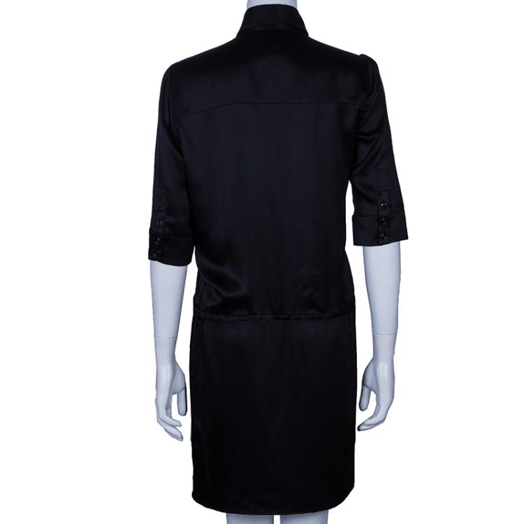 Pre Owned Just Cavalli Black Tie Waist Silk Dress M