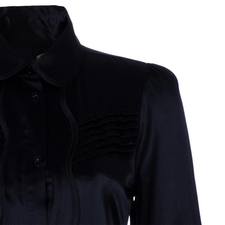 Pre Owned Just Cavalli Black Tie Waist Silk Dress M