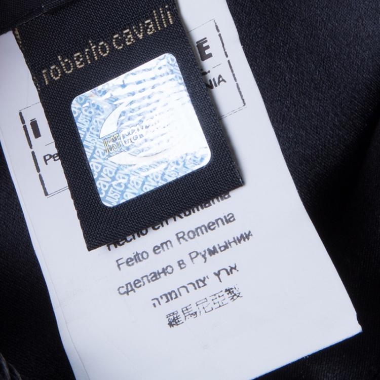 Pre Owned Just Cavalli Black Tie Waist Silk Dress M