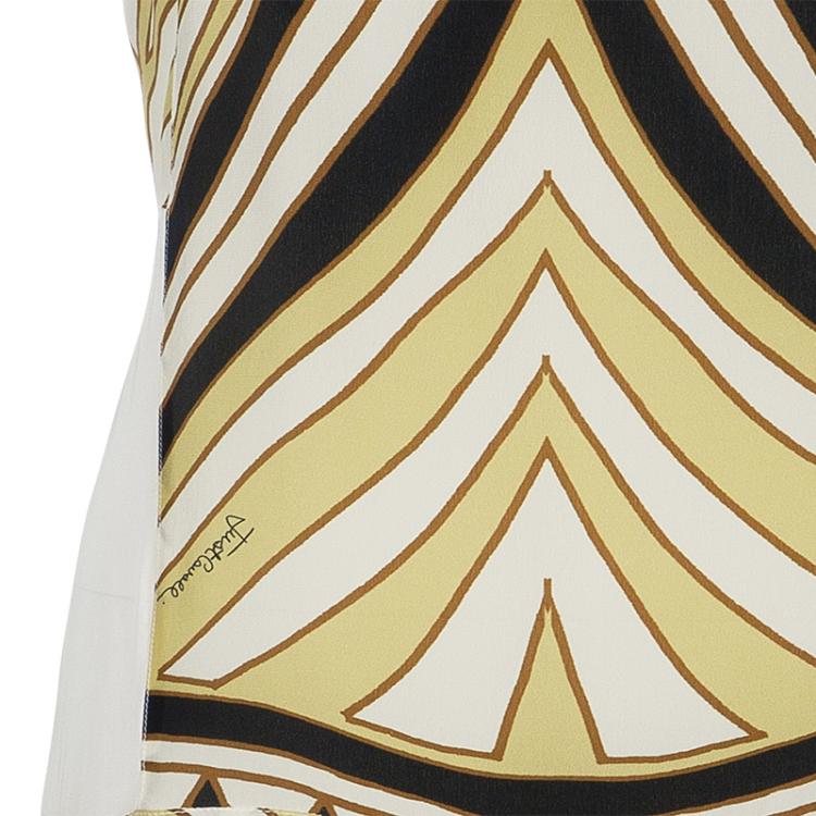 Pre Owned Just Cavalli Cream & Black Abstract Print Silk Sleeveless Dress L