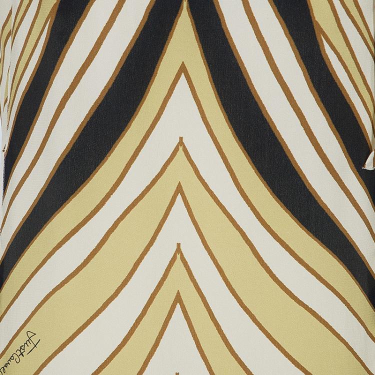 Pre Owned Just Cavalli Cream & Black Abstract Print Silk Sleeveless Dress L