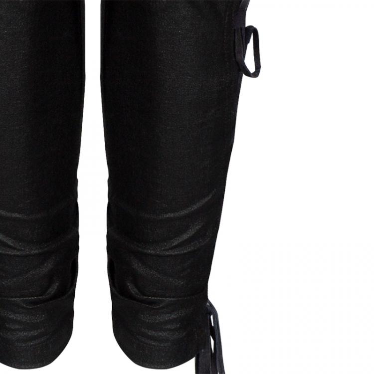 Pre Owned Just Cavalli Charcoal Grey Metallic Finish Pants L
