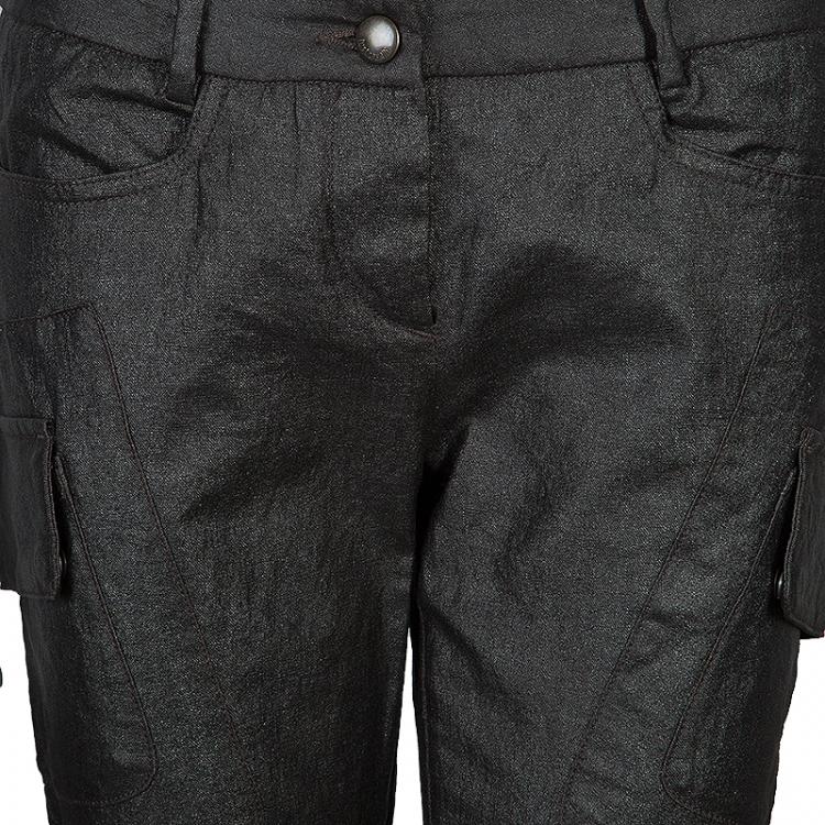 Pre Owned Just Cavalli Charcoal Grey Metallic Finish Pants L