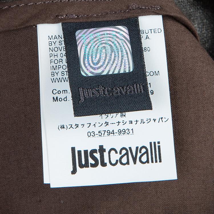 Pre Owned Just Cavalli Charcoal Grey Metallic Finish Pants L