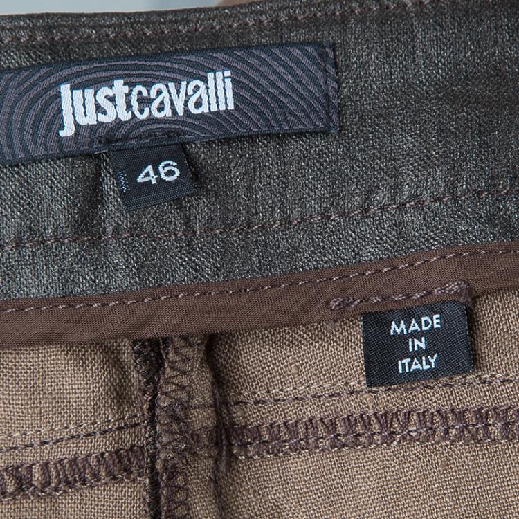 Pre Owned Just Cavalli Charcoal Grey Metallic Finish Pants L