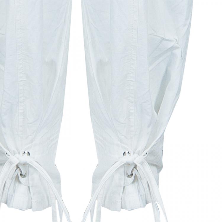 Pre Owned Just Cavalli White Lace up Detail Pants S