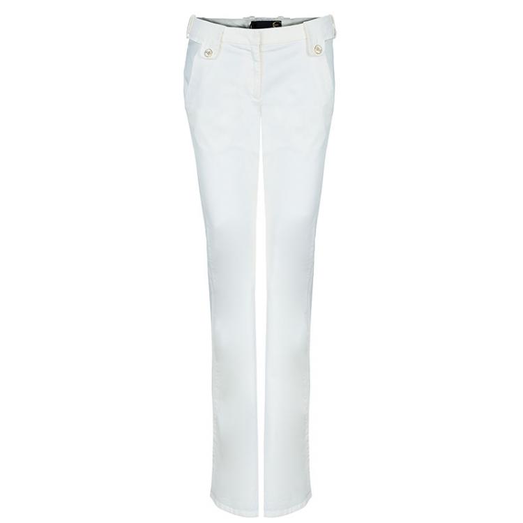 Pre Owned Just Cavalli White Wide Leg Denim Pants M