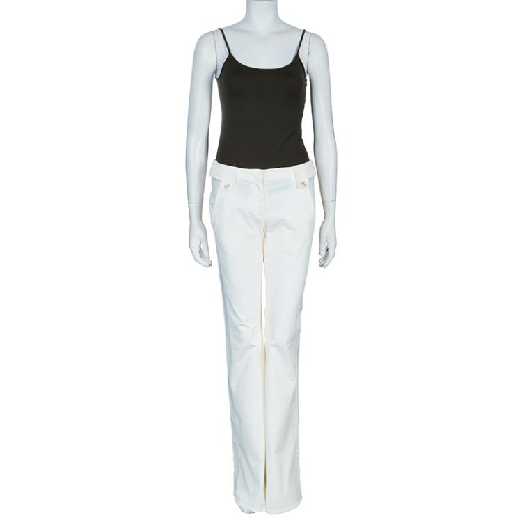 Pre Owned Just Cavalli White Wide Leg Denim Pants M