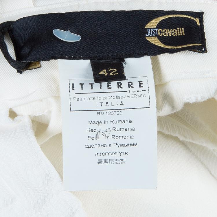 Pre Owned Just Cavalli White Wide Leg Denim Pants M