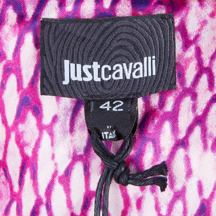 Pre Owned Just Cavalli Purple Snake Print Silk Maxi Dress M