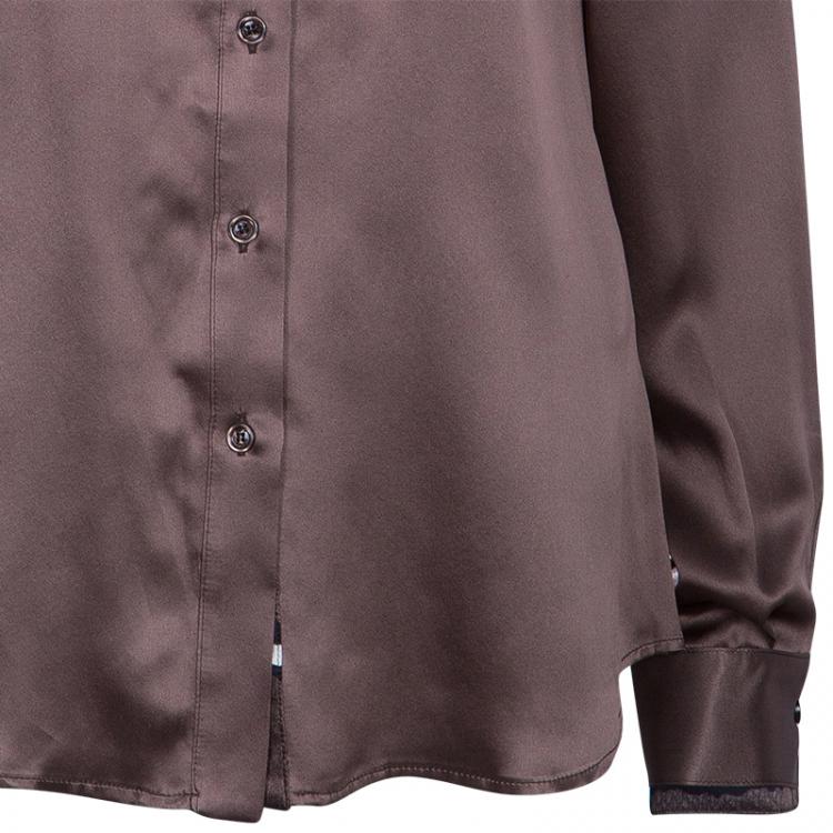 Pre Owned Just Cavalli Brown Satin Snake Print Blouse M