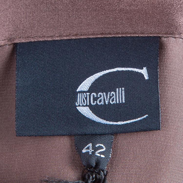 Pre Owned Just Cavalli Brown Satin Snake Print Blouse M
