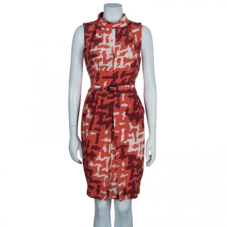Pre Owned Just Cavalli Orange Printed Sleeveless Dress M