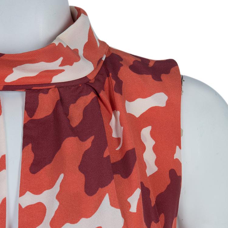 Pre Owned Just Cavalli Orange Printed Sleeveless Dress M
