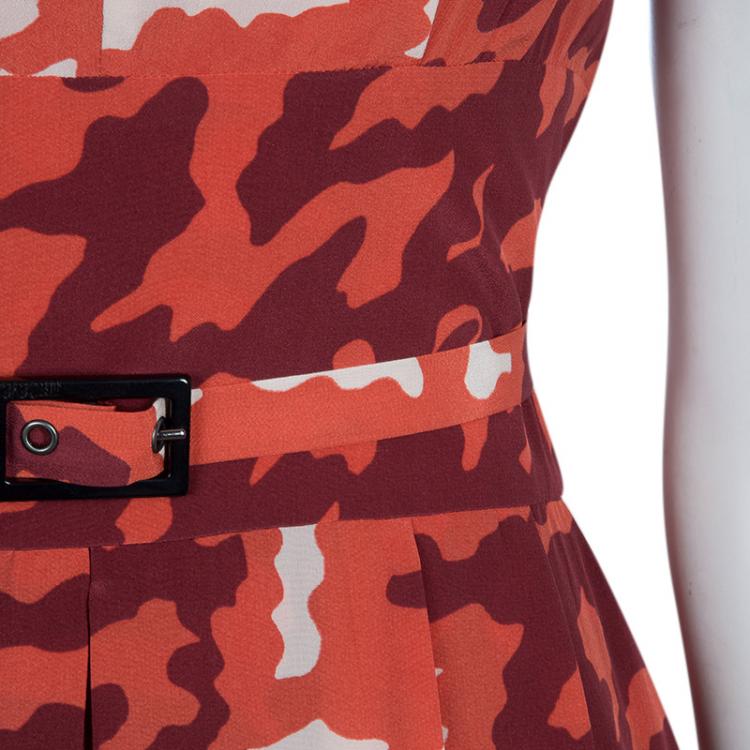 Pre Owned Just Cavalli Orange Printed Sleeveless Dress M