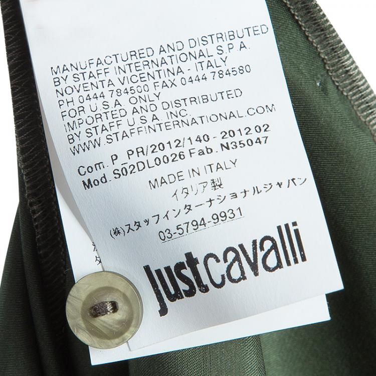 Pre Owned Just Cavalli Green Silk Long Sleeve Top M