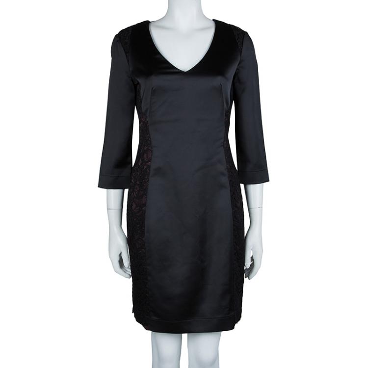 مملوكة مسبقًا Just Cavalli Black Lace Insert Long Sleeve Dress M