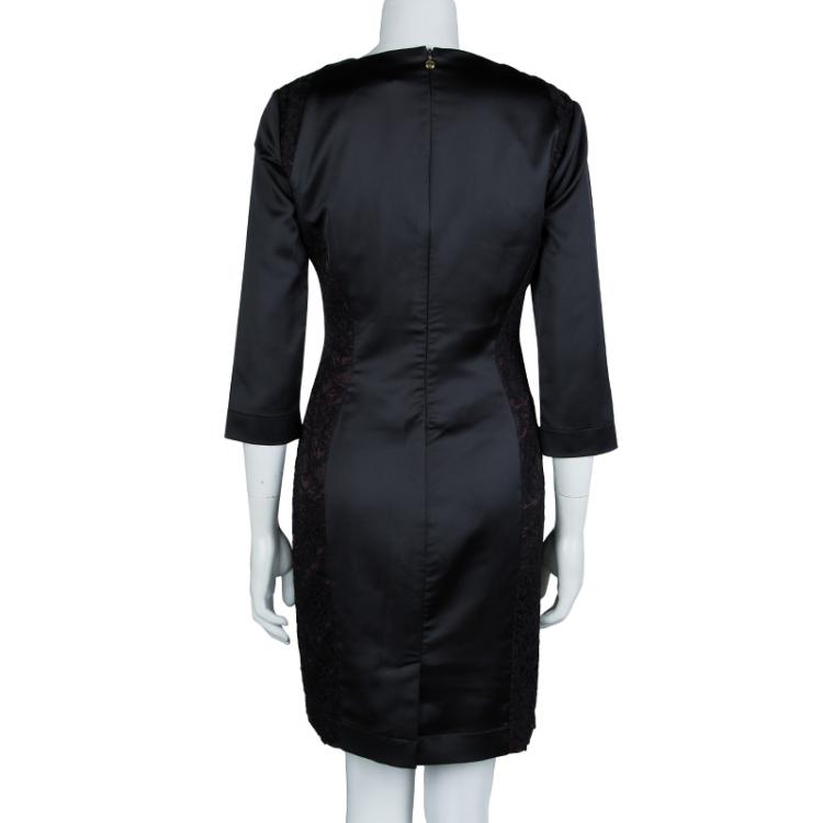 مملوكة مسبقًا Just Cavalli Black Lace Insert Long Sleeve Dress M