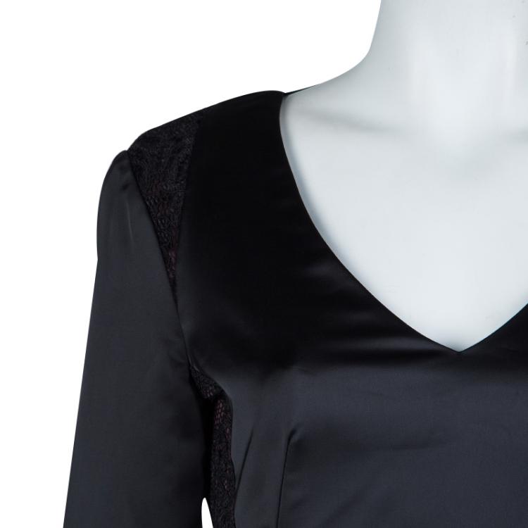 مملوكة مسبقًا Just Cavalli Black Lace Insert Long Sleeve Dress M