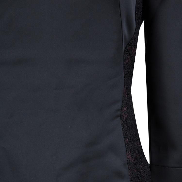 مملوكة مسبقًا Just Cavalli Black Lace Insert Long Sleeve Dress M