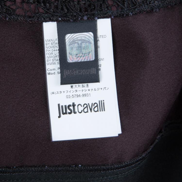 مملوكة مسبقًا Just Cavalli Black Lace Insert Long Sleeve Dress M