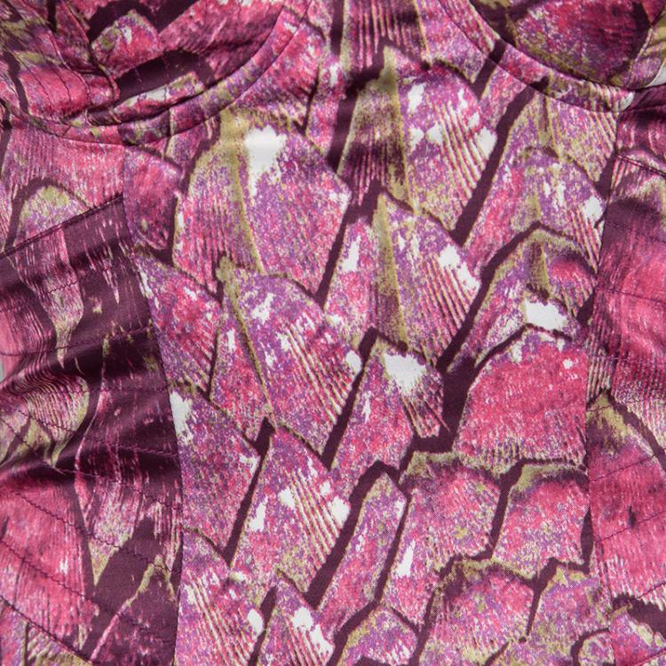 Pre Owned Just Cavalli Pink Printed Satin Flared Bottom Bustier Gown S