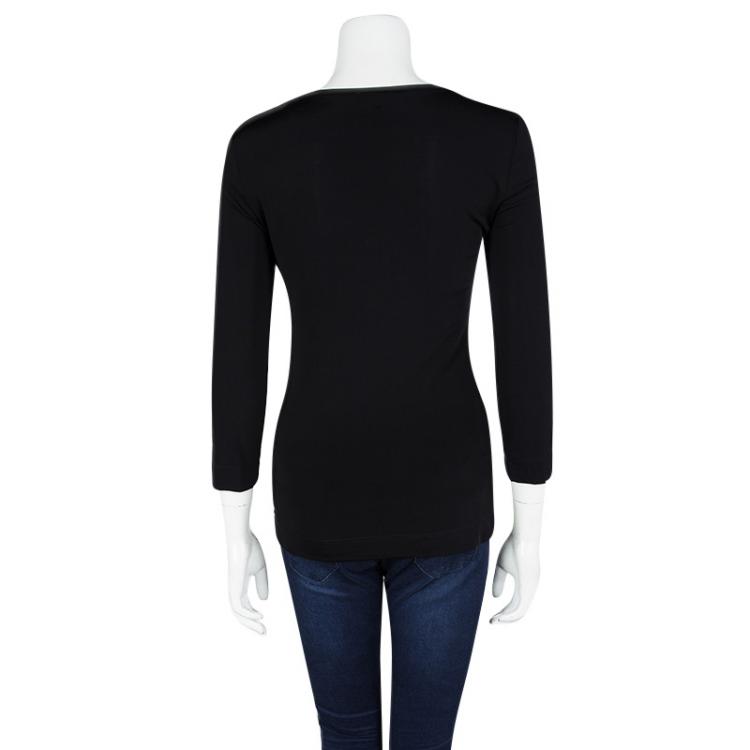 Pre Owned Just Cavalli Black Logo Detail Long Sleeve Top S