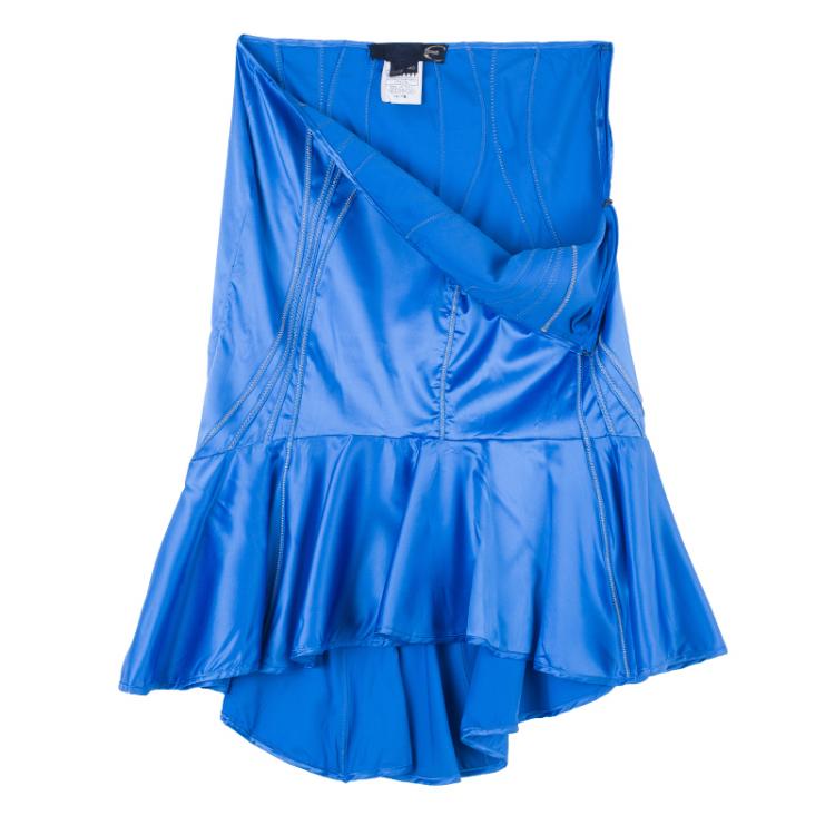 Pre Owned Just Cavalli Blue Wrinkle Effect Skirt S